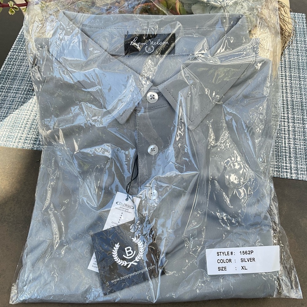 NWT Byron Nelson silver golf shirt